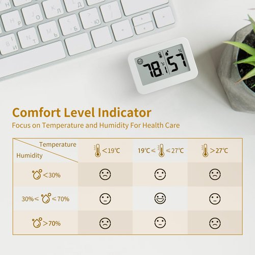 DOOMAY Mini Hygrometer Indoor Thermometer - Digital Humidity Gauge for Greenhouse & Baby Room | 2-Pack