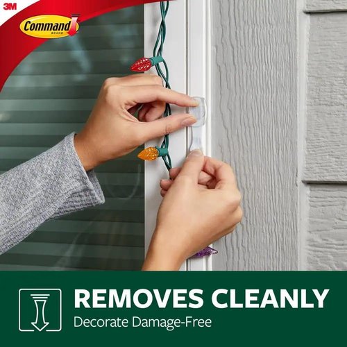 Command Outdoor Light Clips - Clear Foam Strips for Easy Installation | 30 Pack