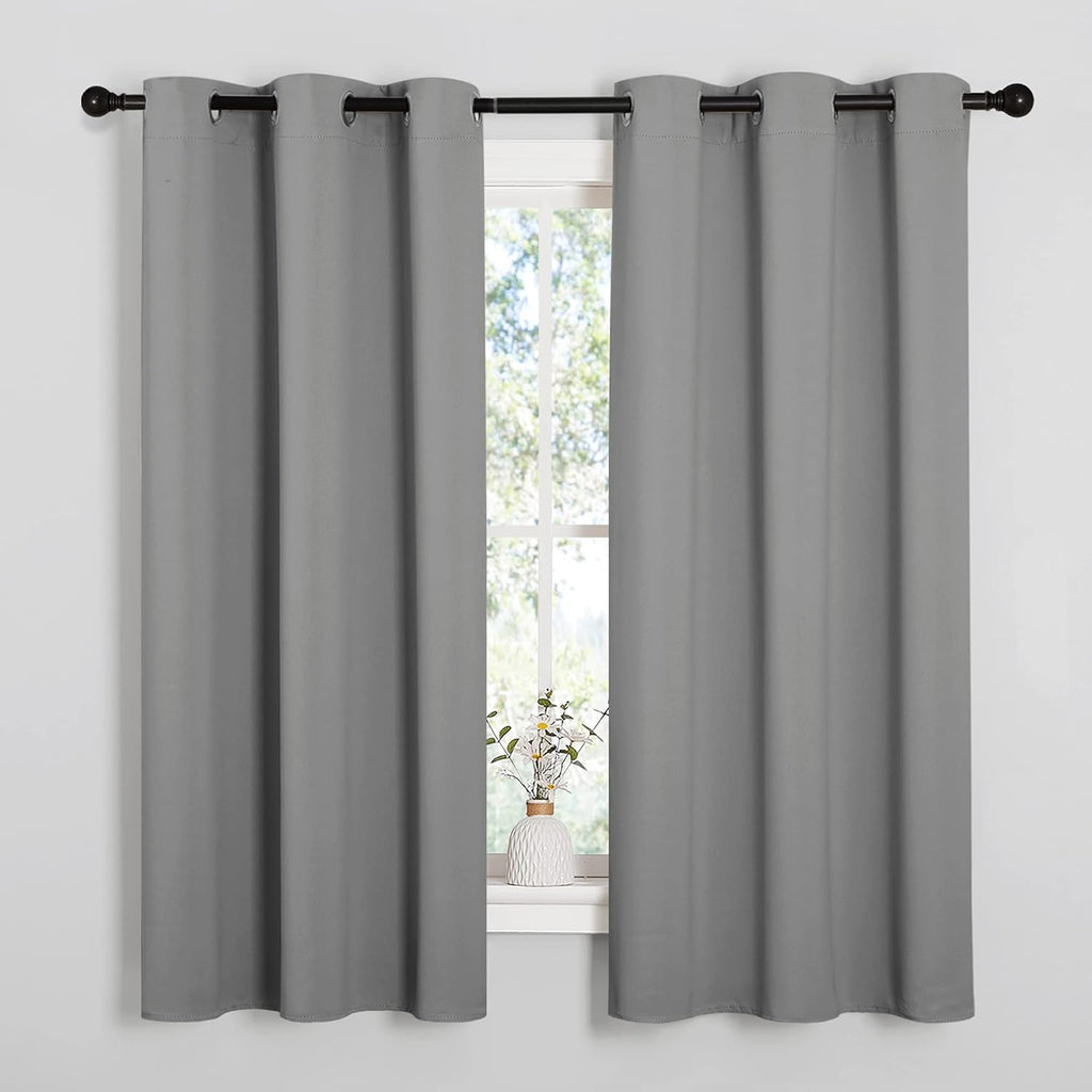 NICETOWN Silver Grey Thermal Insulated Blackout Curtains - Kids Window Drapes, 2 Panels (W42 x L63-Inch)