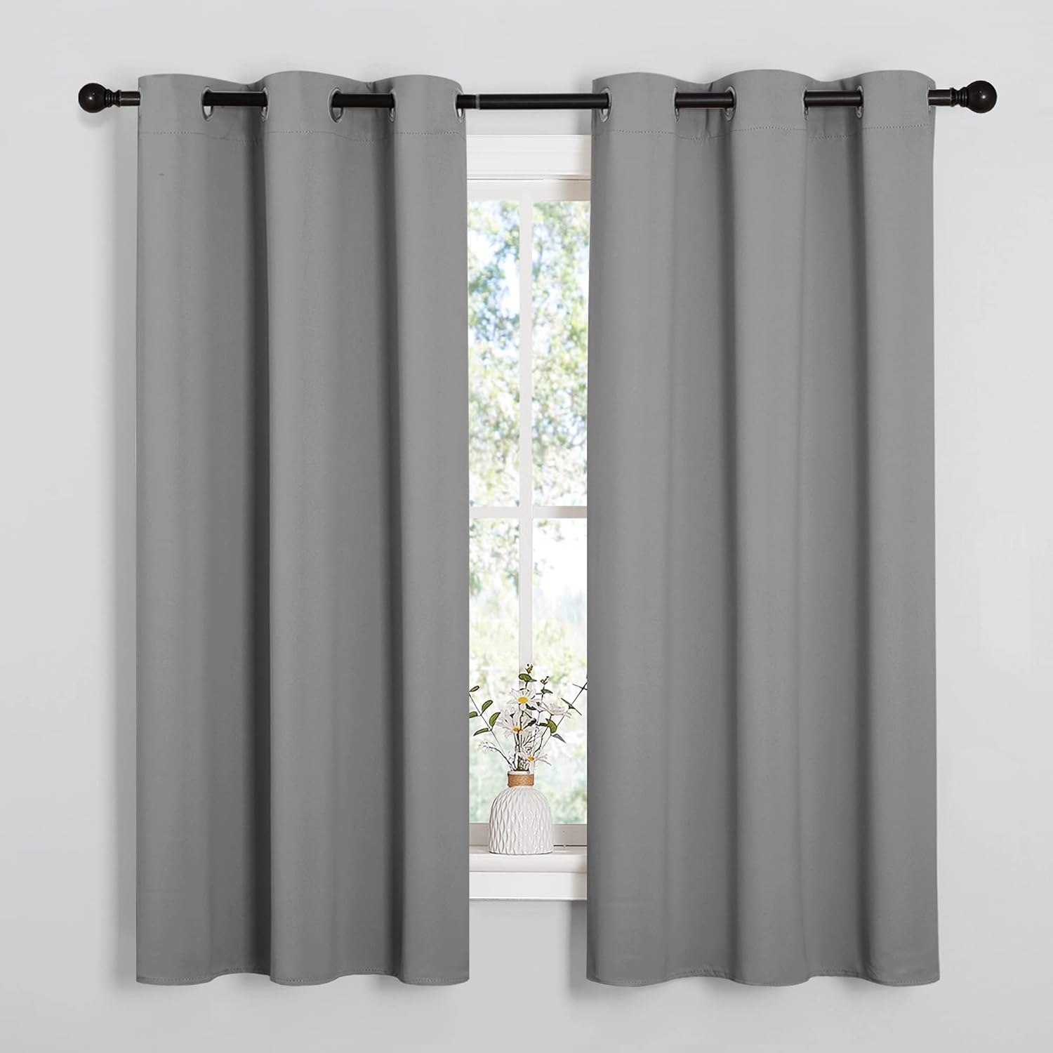 NICETOWN Silver Grey Thermal Insulated Blackout Curtains - Kids Window Drapes, 2 Panels (W42 x L63-Inch)