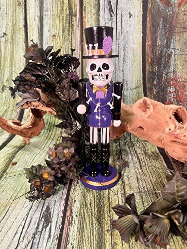 14-Inch Handcrafted Wooden Voodoo Nutcracker, Purple