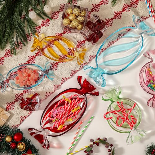 Blue Round Christmas Candy Glass Plate Serving Tray – Christmas Theme Display