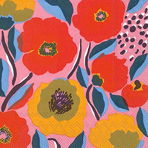 Marimekko Rosarium Rose 3-Ply Cocktail Paper Napkins 20-Count, 5x5" | IHR Ideal Home Range