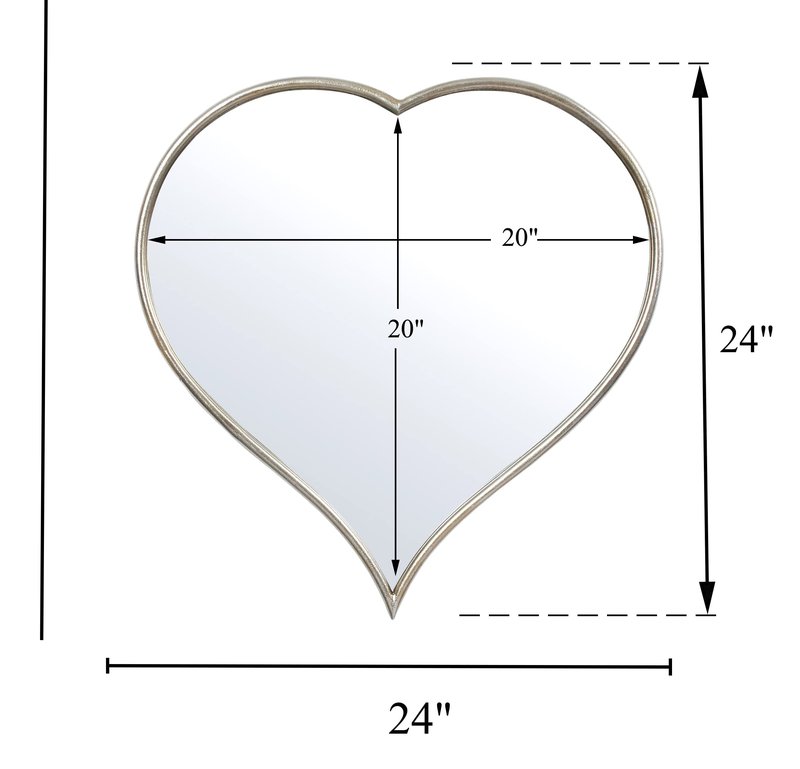 RUIDOZ 22 Inch Heart Mirror for Wall, Heart Shaped Wall Mirror with Silver Metal Frame for Valentine Decor Room Decorations-0975RZ