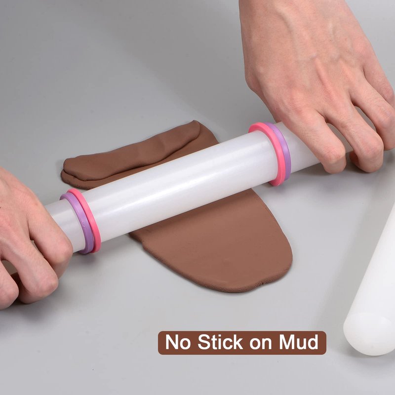 HARFINGTON Fondant Rolling Pin 20 Inch x 1.38 Inch PP Plastic Non-Stick Fondant Roller Dough Roller Kitchen Decorating Tools for Fondant Cookie Pastry Pizza Clay Dough