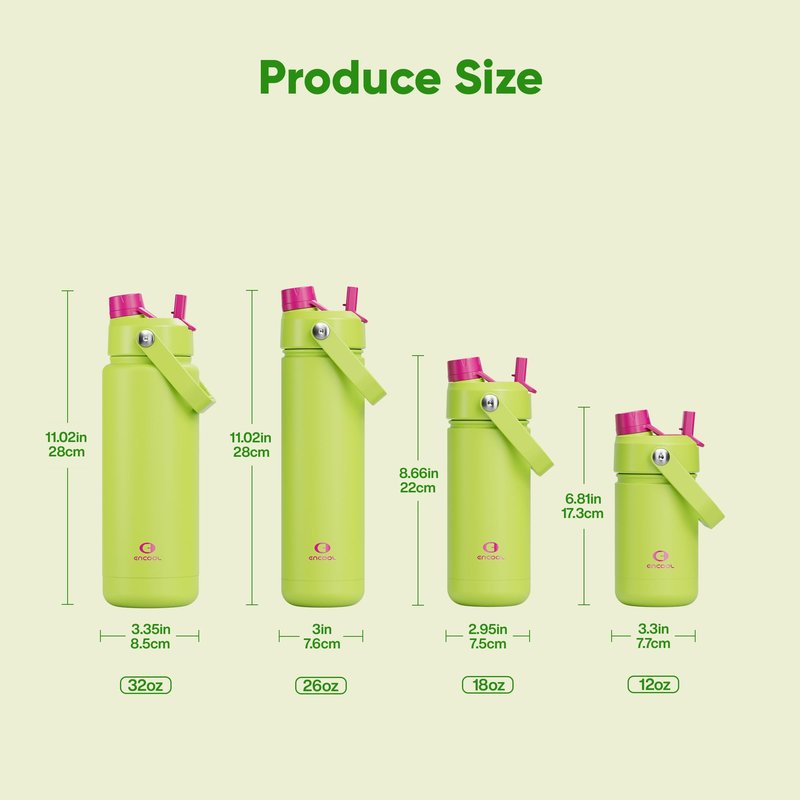 ENCOOL Insulated Water Bottle with Straw Stainless Steel Water Bottle, Leak-Proof, BPA-Free, Double Wall Vacuum Keeps Cold for 24 Hours for Sports, Travel, School (18 oz, Frosted Lilac)