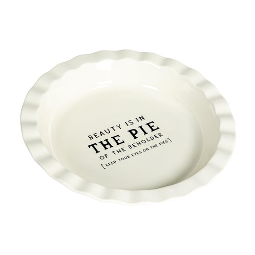 Creative Co-Op, White Round Stoneware Pie Dish, Medium