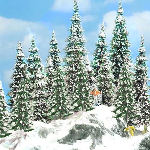 22-Piece Mini Snow Pine Trees Set (2-6 Inch) for Christmas Village & Dioramas