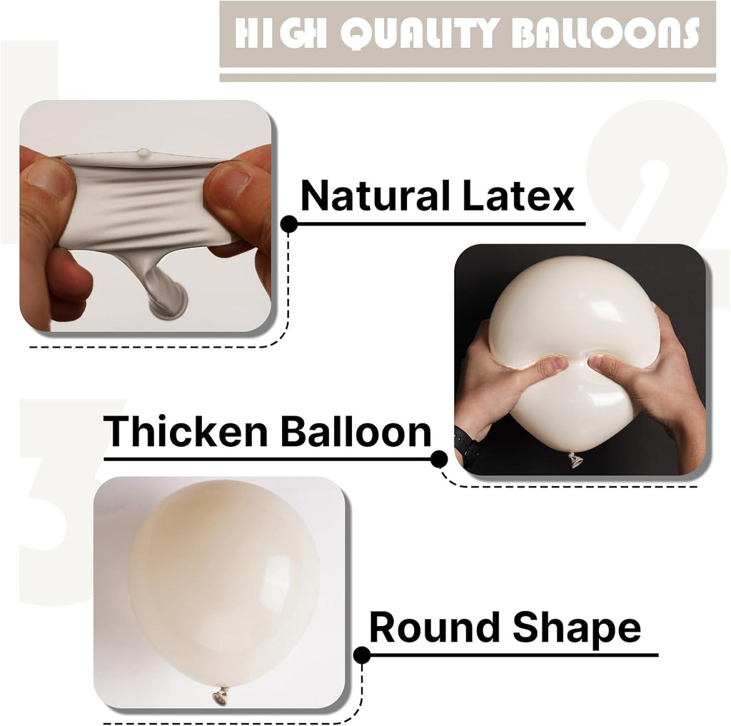PartyWoo White Sand Balloons - 100pcs 5 Inch Off White Beige Latex for Weddings & Events