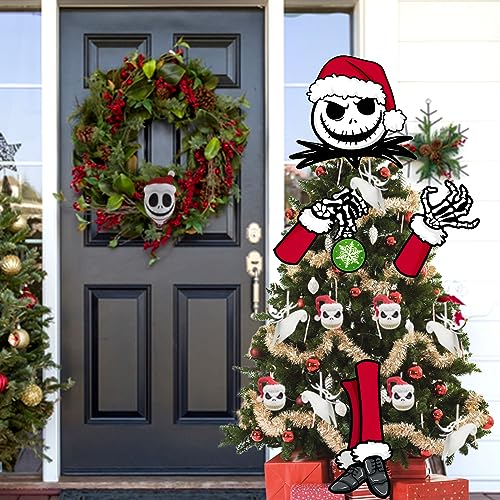 Auirre Jack Christmas Tree Topper Head, Arms & Legs Skeleton in Santa Hat - Variation: THIS listing Jack