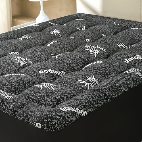 Queen Size Bamboo Mattress Topper - Soft Cooling Pillow Top Pad