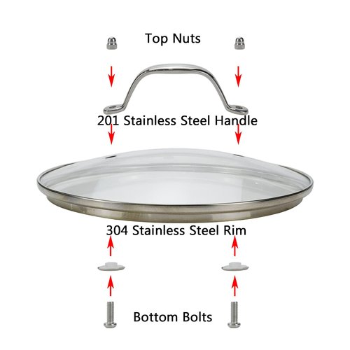 LC LICTOP 12 Inch Pot Lid, Universal Pot and Pan Cover Replacement - Dishwasher Safe, Oven Safe, Tempered Glass Cover with 304 Stainless Steel Edge & 201 Handle for Kitchen