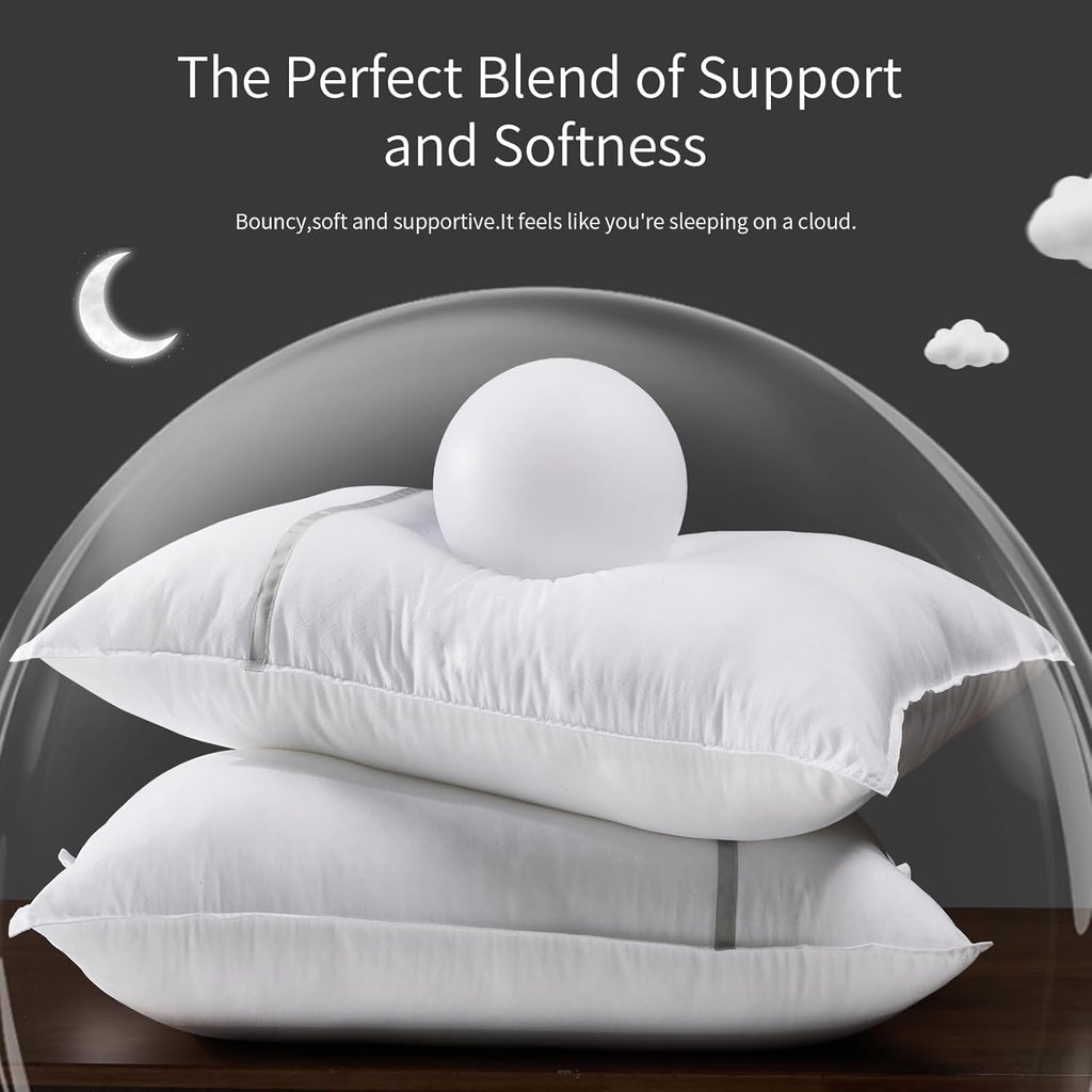 Regine Switzerland Queen Size Bed Pillows - Set of 4 Medium Firm Cooling Pillows for Side & Back Sleepers, 20 x 28 Inches