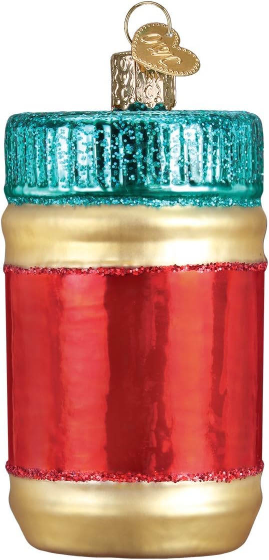 Old World Christmas Glass Blown Ornament - Handcrafted Peanut Butter Jar Decoration for Tree