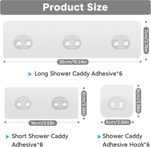 Lsnisni Shower Caddy Adhesive Hooks - Strong Waterproof Strips for No-Drill Bathroom & Kitchen Storage | 20 Pack