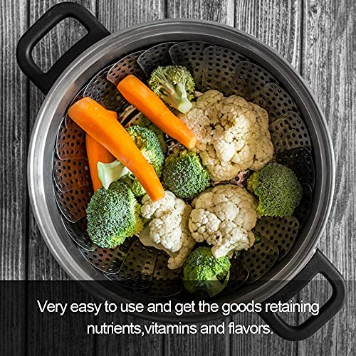 Stainless Steel Vegetable Steamer Basket - Folding Expandable Insert (5.5"-9.2")