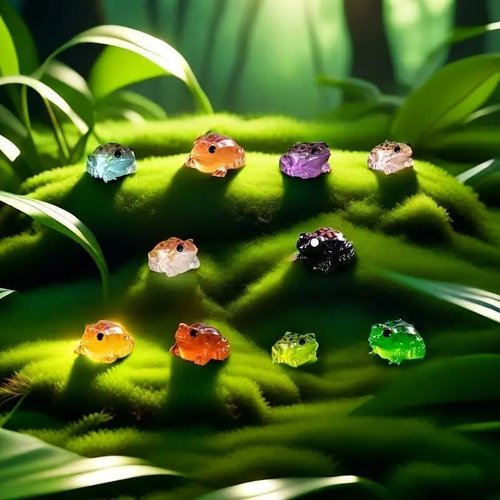 Exasinine Luminous Mini Resin Frog Figurines - 50 Pcs in 10 Vibrant Colors for Fairy Gardens & Aquariums