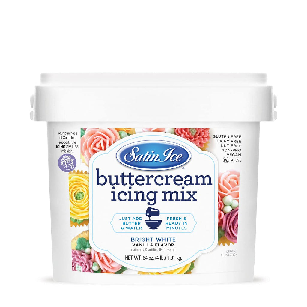 Satin Ice Bright White Buttercream Icing Mix - Perfect for Cake Decorating | 2 Pounds