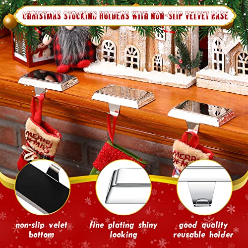 Silver Stainless Steel Christmas Stocking Holders for Mantel - Set of 2