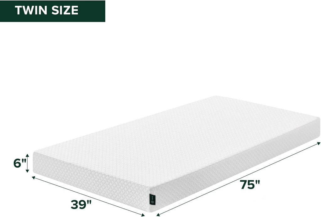 ZINUS 6 Inch Twin Memory Foam Mattress - Cooling Essential, Medium Feel, Breathable & Safe Materials