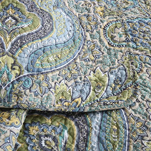 Queen Size Reversible Cotton Quilt Set - Autumn Dream Damask Design
