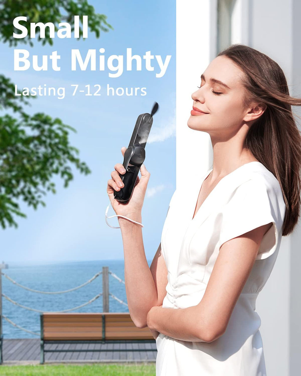 Sweetfull Portable Misting Fan - Handheld Rechargeable Mini Water Spray Fan for Travel | Black