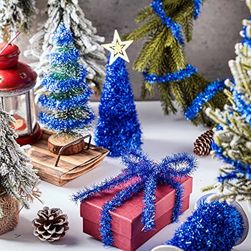 Blue Metallic Christmas Tinsel Garland - 50 Yard Thin Twist Garland