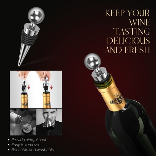 Flexzion Wine Opener Set in Mahogany Wood Case - Wine Bottle Opener Gift Box with Wine Foil Cutter Tool, Stopper, Pourer, Drip Ring, & Lever-Action Corkscrew Wine Opener Manual for Wine Lovers