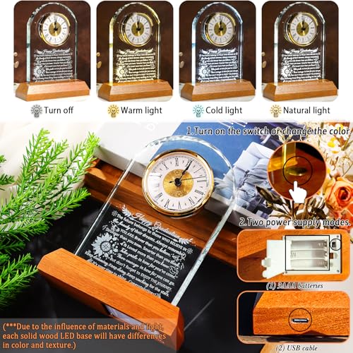 Graduation Keepsake Crystal Clock with LED Wooden Base, 9-Inch