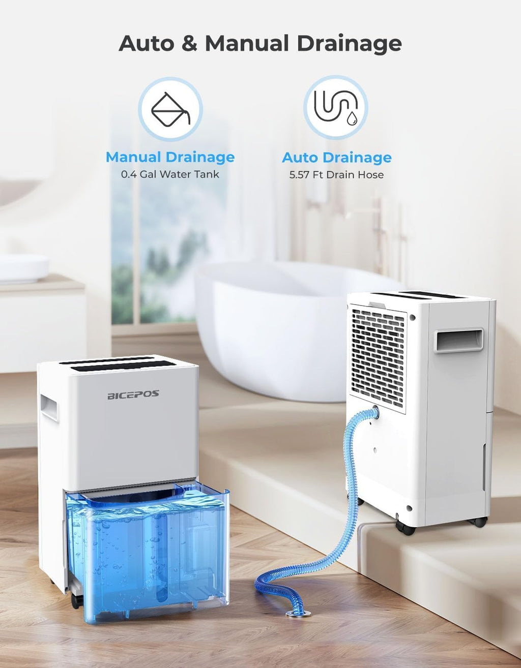 Skiennix 1500 Sq.Ft Dehumidifier - 21 Pints for Home, Auto Defrost & Intelligent Humidity Control