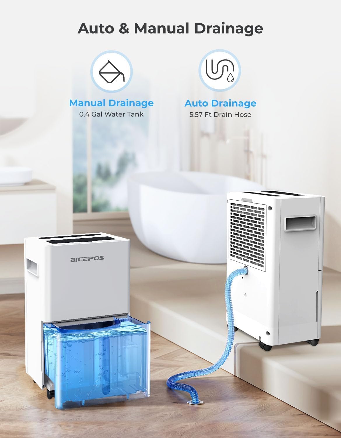 Skiennix 1500 Sq.Ft Dehumidifier - 21 Pints for Home, Auto Defrost & Intelligent Humidity Control