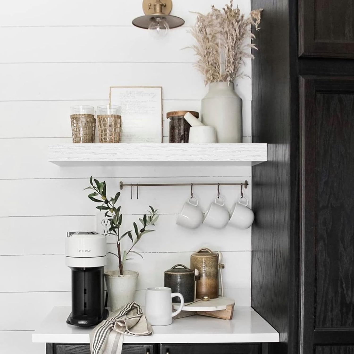 QEEIG Floating Shelves - Stylish Wall Storage for Bathroom, Bedroom & Kitchen | Set of 4, 16 Inch, White