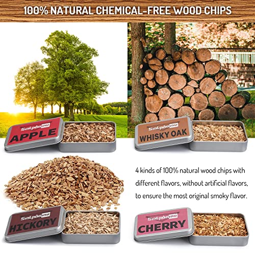 Smlpuame Cocktail Smoker Kit - Old Fashioned Whiskey Bourbon Drink Set with Natural Cherry Wood Chips & Smoke Infuser
