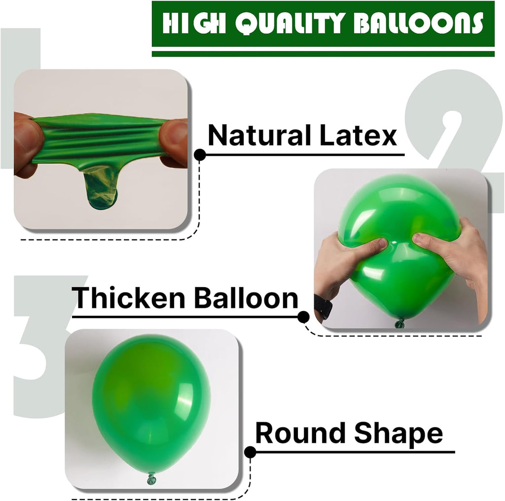 PartyWoo Green Balloons - 12-Inch Latex Helium Balloons for Birthday & Baby Shower Decorations | 101pcs