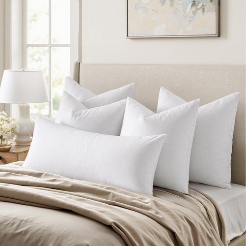 MIULEE Pillow Inserts - 18x18 Premium Down Feather Throw Pillows | Pack of 4, White Cotton Fabric for Sofa & Couch