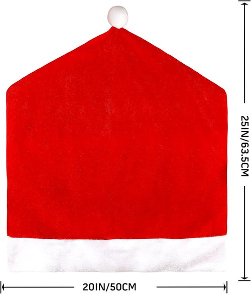 Hongsome Christmas Chair Back Covers - Set of 4 Cute Santa Hat Designs for Holiday Dining Decor