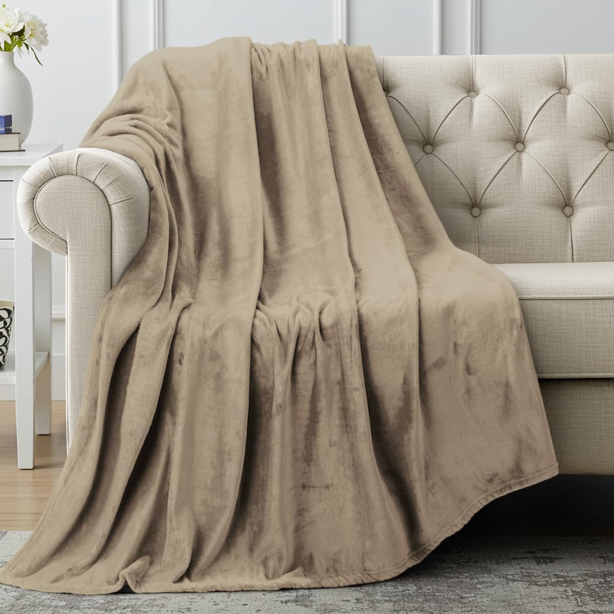 Utopia Bedding Fleece Blanket - Luxury Soft Microfiber Throw in Camel | Anti-Static, 50x60 Inch