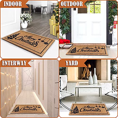 OurWarm Christmas Door Mat Outdoor 30x17 Inch Coir Welcome Doormat - Festive Holiday Entryway Decor