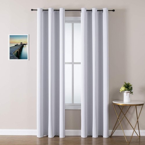 ChrisDowa Grommet Blackout Curtains - Thermal Insulated Room Darkening Panels Set (Greyish White, 42W x 84L)