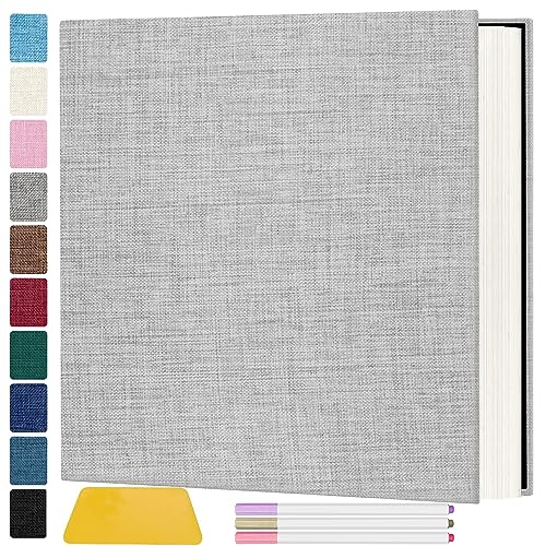 Large Self-Adhesive Photo Album Scrapbook - 60 Pages Linen Cover DIY Kit