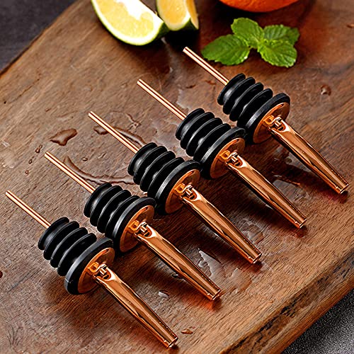 SuproBarware Copper Liquor Bottle Pourers - 8 Pack Stainless Steel Bar Spouts