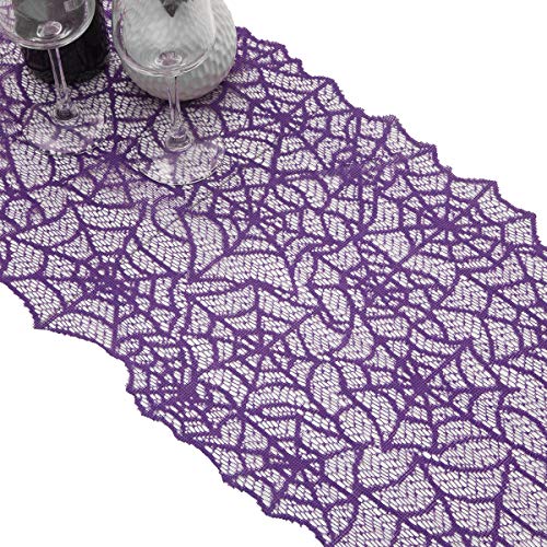 Rockcloud Purple Lace Spiderweb Table Runner 71x13in Halloween Decor