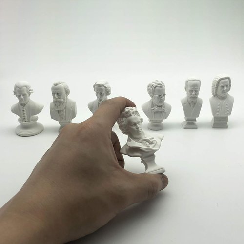 Classic Mini 2.7” Greek Bust - Beethoven Resin Sculpture | 7-Piece Music Composers Statue Set