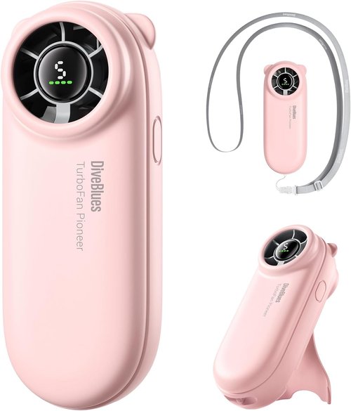 Diveblues TurboBear Portable Handheld Fan - 5-Speed Rechargeable Mini Fan for Travel & Cooling