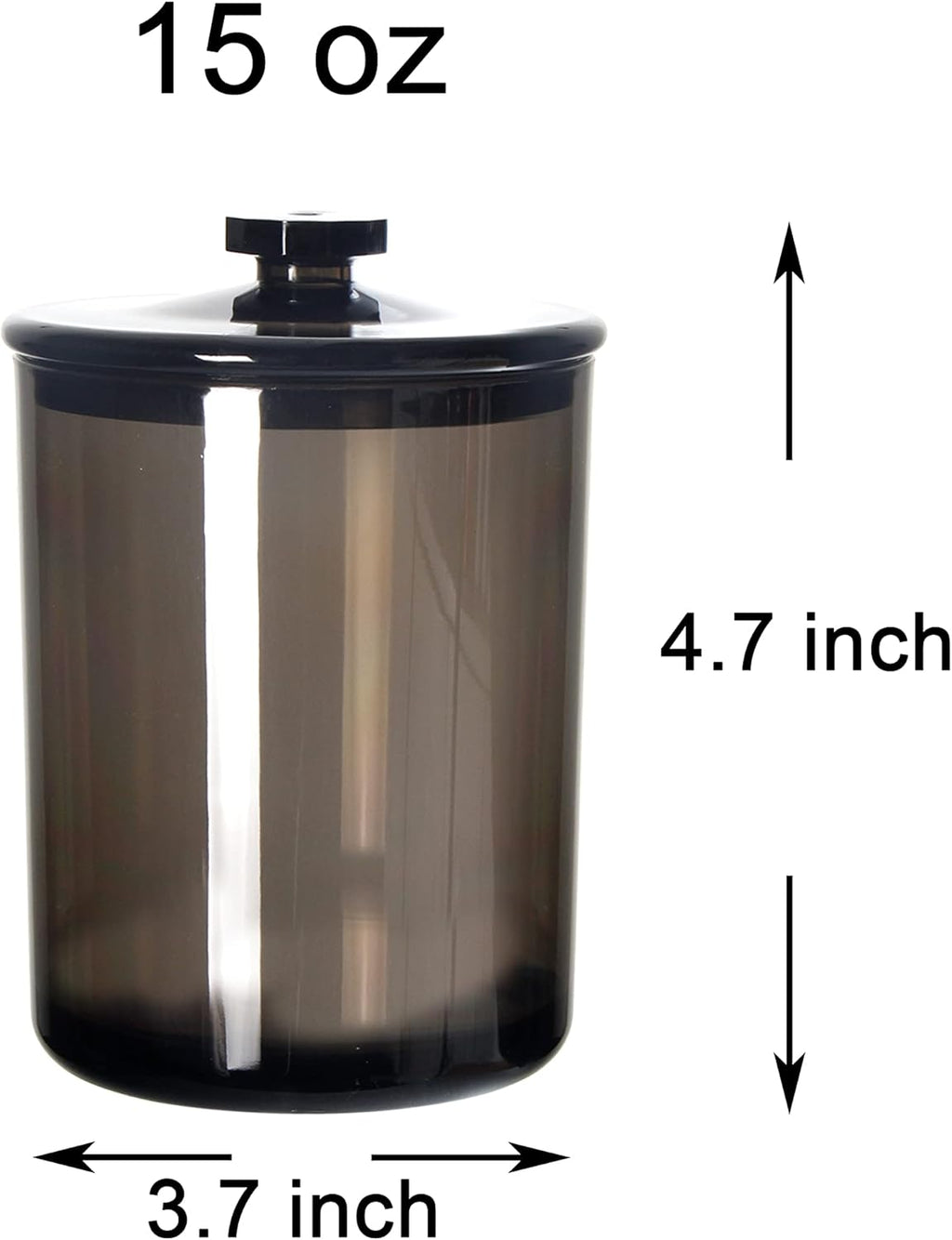 Youngever Apothecary Jars - Black Plastic Qtip & Cotton Swab Holder | Bathroom Vanity Organizer (15 oz, 2 Sets)
