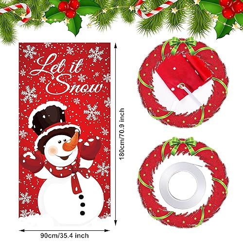Christmas Snowman Door Cover - Winter Let It Snow Banner for Holiday Decor
