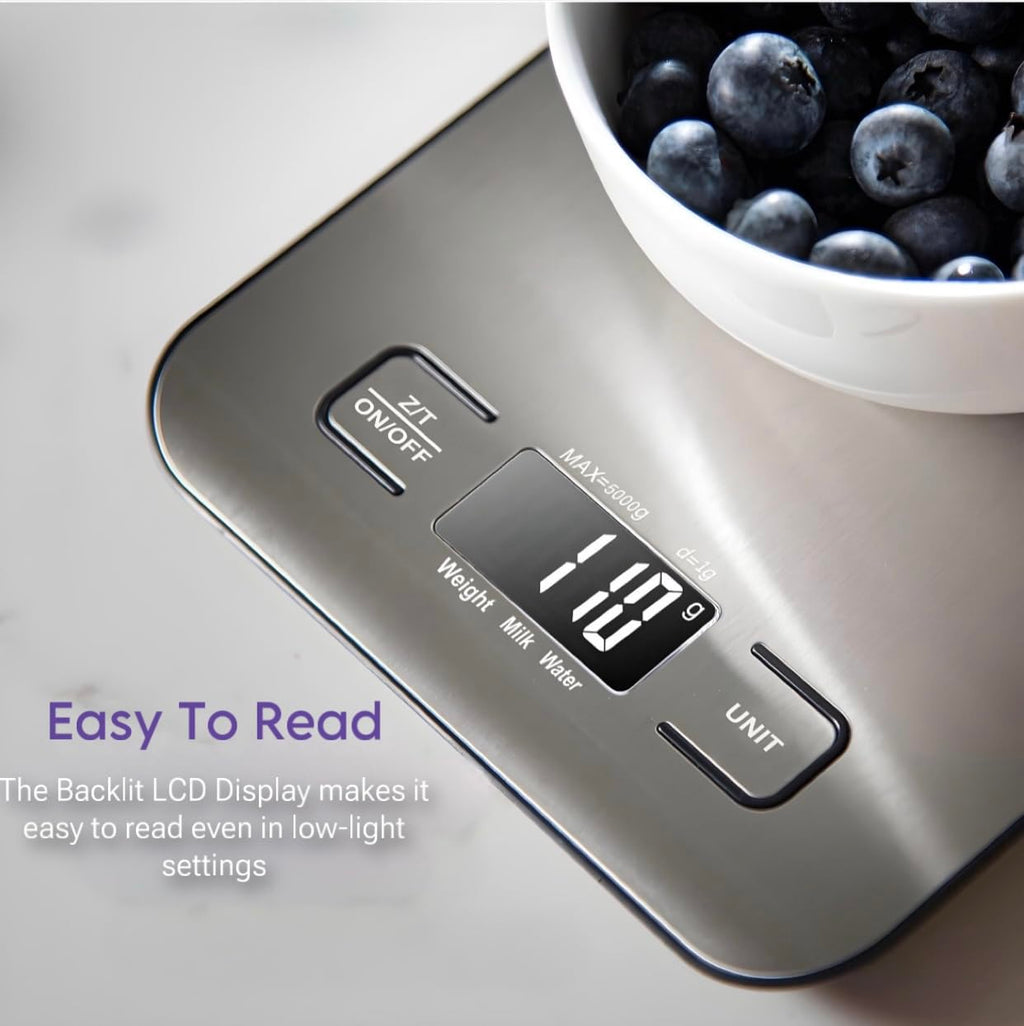 Skiennix Digital Kitchen Scale - Precision Food Scale in Grams & Ounces | Stainless Steel, Compact Design for Cooking & Baking
