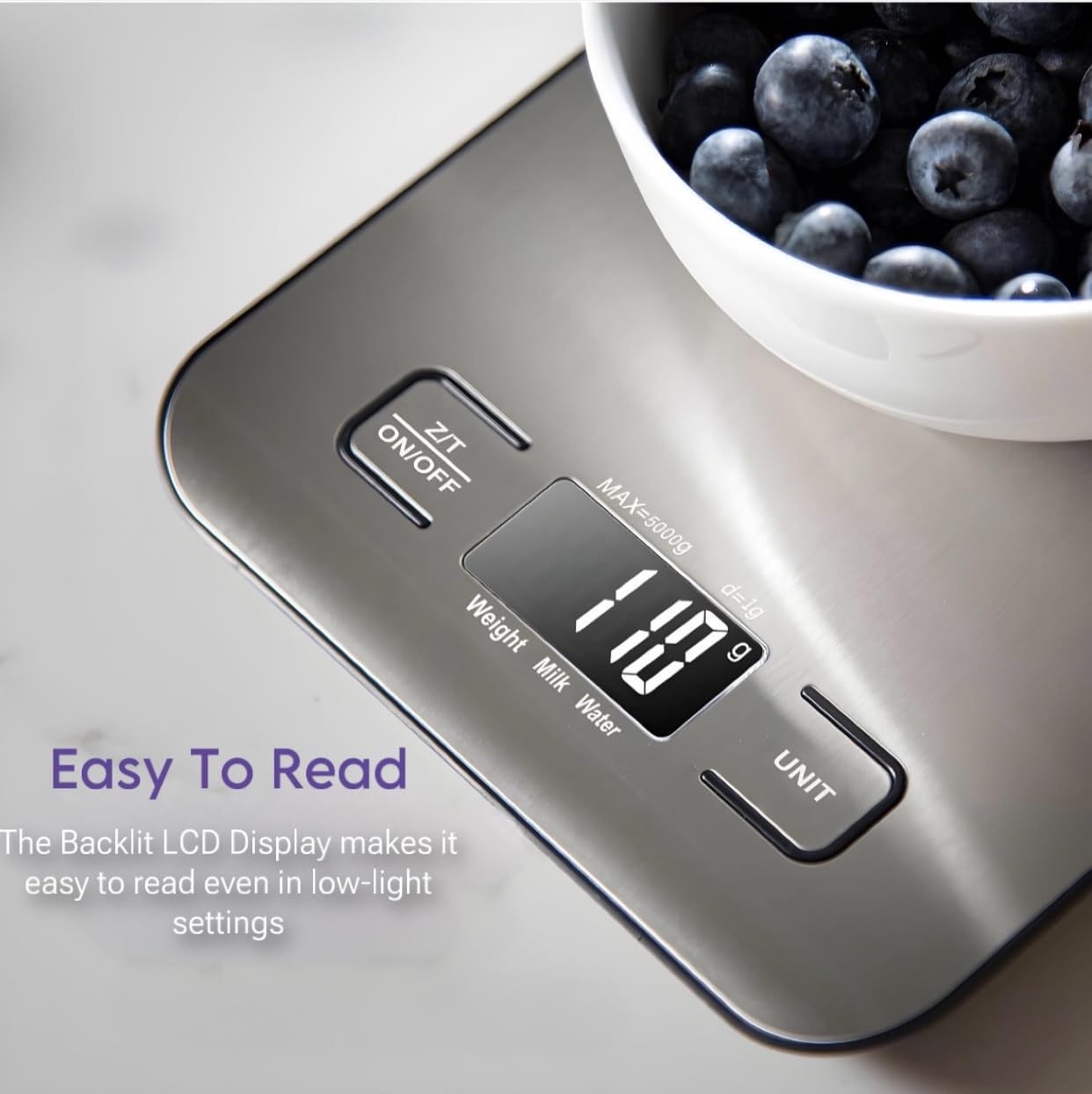 Skiennix Digital Kitchen Scale - Precision Food Scale in Grams & Ounces | Stainless Steel, Compact Design for Cooking & Baking