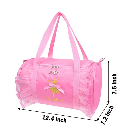 KingBig 2024 Cute Ballet Tutu Dress Dance Backpack Bag, Girls Personalized Waterproof Ballerina Duffle with Key Chain Cute Plush Pink Hanging Bag (Pink)