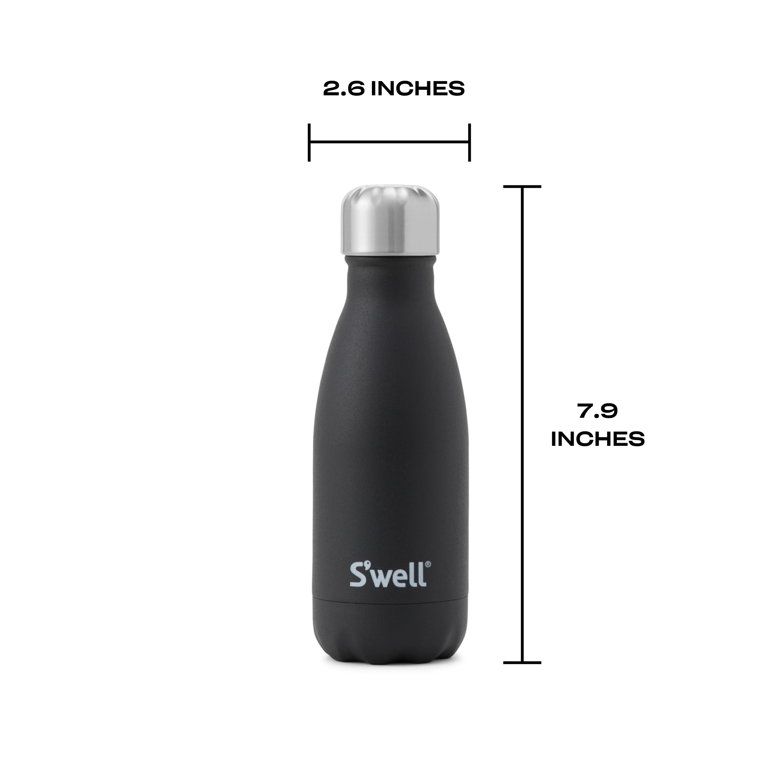 S'well Stainless Steel Water Bottle, 9oz, Onyx, Triple Layered Vacuum Insulated Containers Keeps Drinks Cold for 24 Hours and Hot for 12, BPA Free, Perfect for On the Go